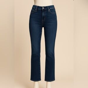 Frame Denim “Le High Straight” Jeans in a Dark Wash